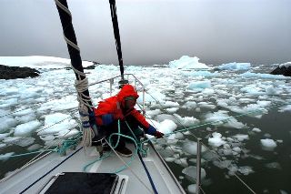 surrounded by ice in Flounder Island