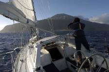 an early morning approach to Tristan da Cunha